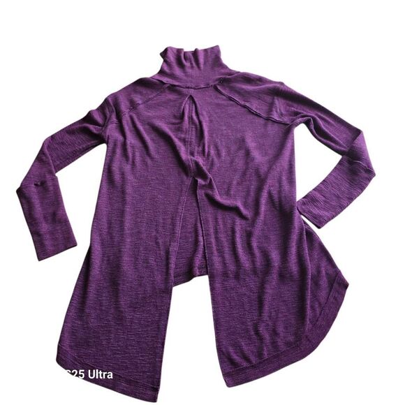 Free people Sz S burgundy juicy waffle knit split back top - Picture 3 of 8